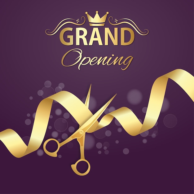 luxurious ribbon cutting event invitation flyer design