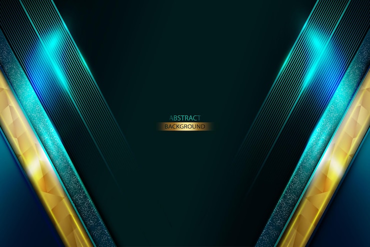 Luxury Abstract dark Green background with golden line and lighting effect