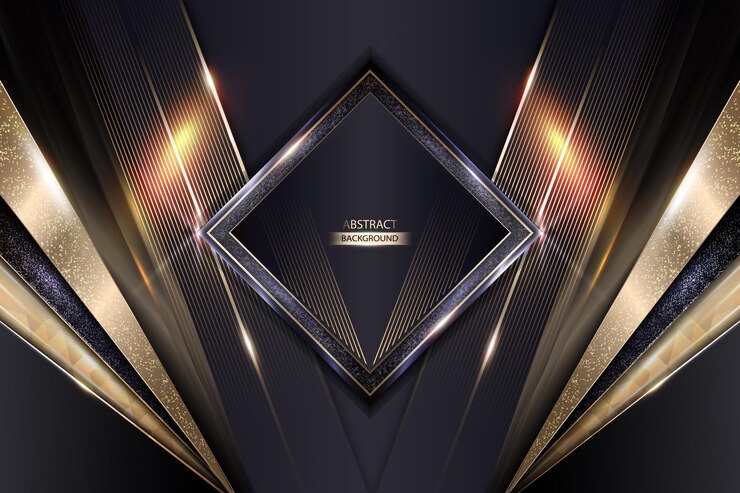 Luxury Black and Soft Gold Abstract Background With Metalic Curved Vector Illustration