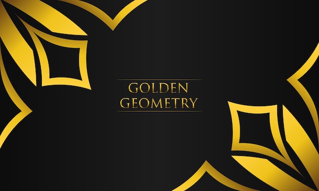 luxury black background with abstract golden geometric hexagon shape
