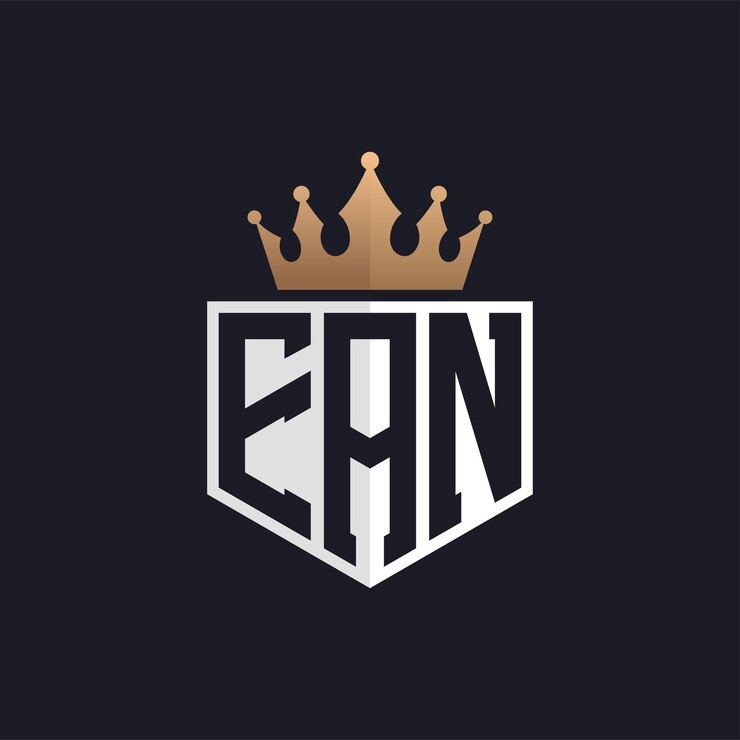 Vector luxury ean logo with crown elegant initials ean letter logo for exclusive brands letter ean monogram for highend businesses