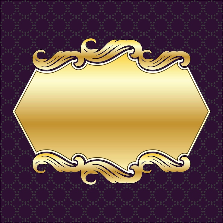 Vector luxury elegant banner label golden metallic border frame royal