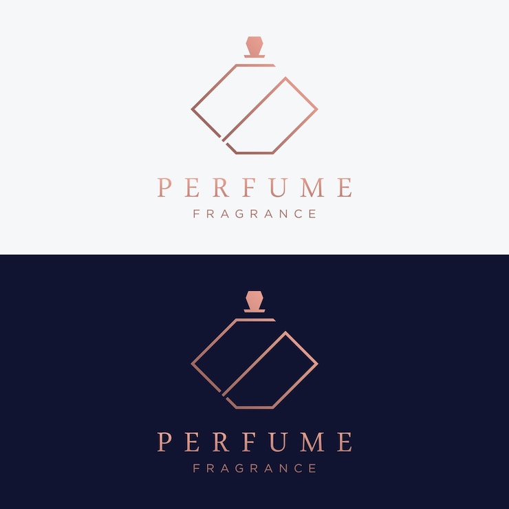 Luxury essence fragrance perfume logo design isolated background