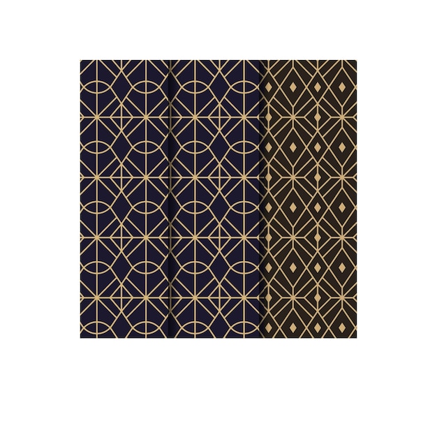 luxury golden geometric pattern set subtle 80s line deco graphic retro golden pattern print