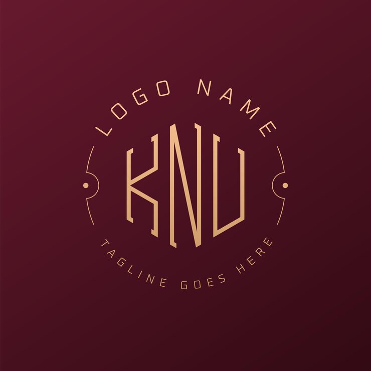 Vector luxury knu logo design elegant letter knu monogram logo minimalist polygon knu logo design template