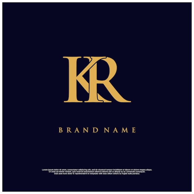 luxury modern combination kr or rk abstract vector logo
