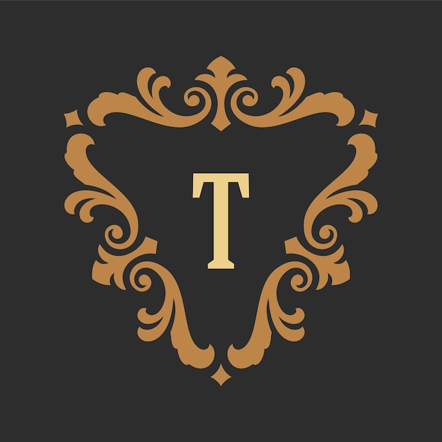 Luxury monogram logo template vector object for logotype or badge design Trendy vintage royal ornament frame illustration good for fashion boutique alcohol or hotel brand