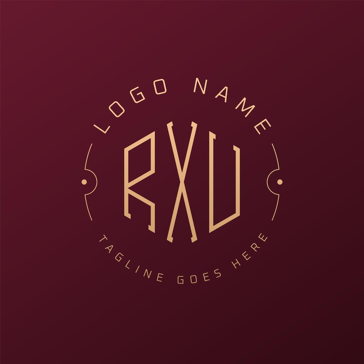 Vector luxury rxu logo design elegant letter rxu monogram logo minimalist polygon rxu logo design template