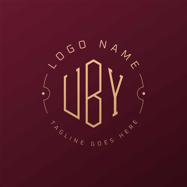Vector luxury uby logo design elegant letter uby monogram logo minimalist polygon uby logo design template