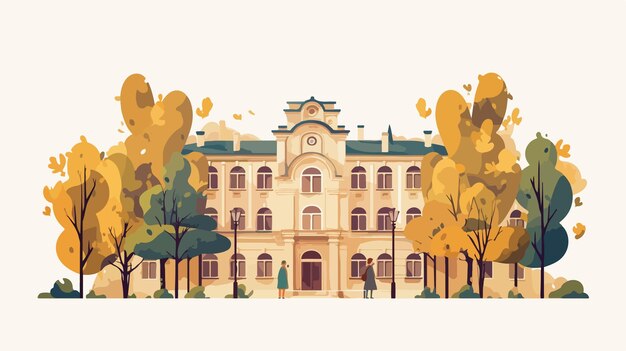 Lviv Polytechnic University Campus Building Architecture with Green Trees