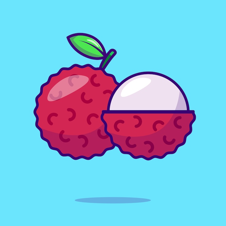 Vector lychee fruit cute cartoon flat vector icon illustration food nature icon concept isolated