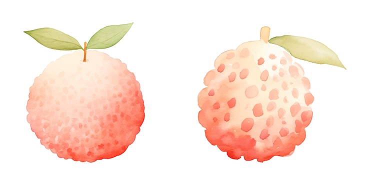 Vector lychee fruit watercolor vector illustration