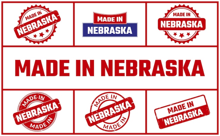 Vector made in nebraska rubber stamp set