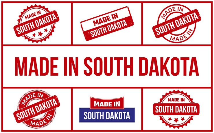 Vector made in south dakota rubber stamp set