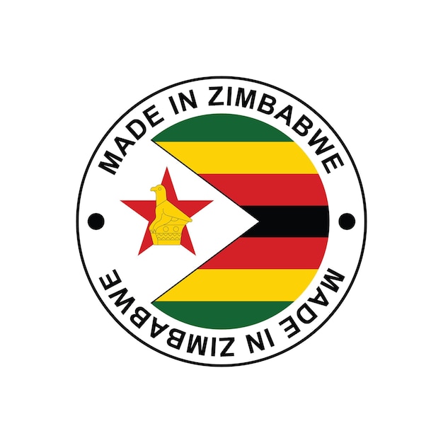 MADE IN ZIMBABWE circle stamp with flag on white background vector illustration