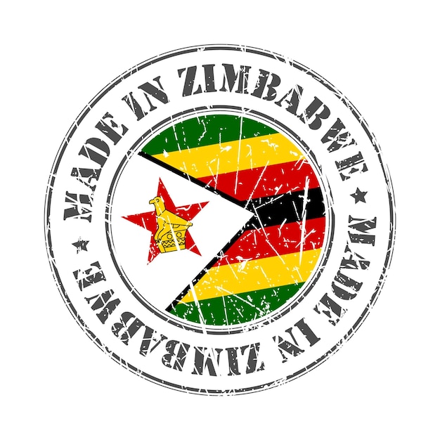 Made in Zimbabwe stamp scratched flag badge logo vector illustration