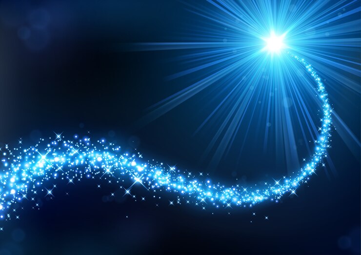 Vector magic blue glitter with illuminated light background