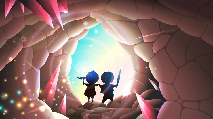 Vector magic cave from fairytale for kids adventure story