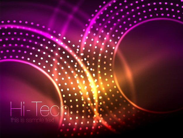 Magic neon circle shape abstract background shiny light effect template for web banner business or technology presentation background or elements vector illustration Disco or party design