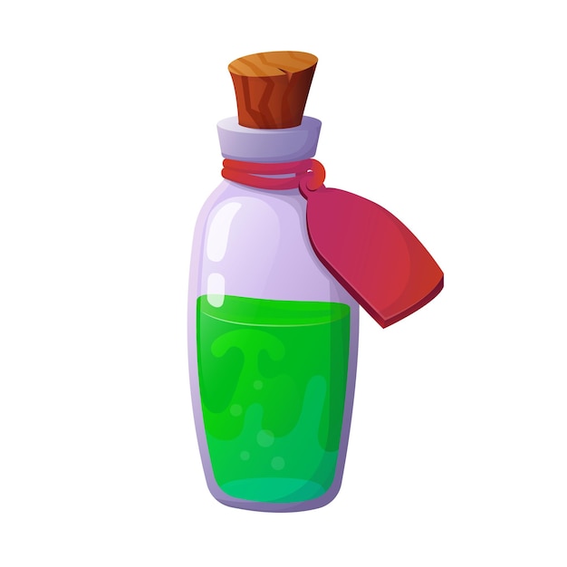 magic potion cartoon game interface elements alchemist bottles with elixir