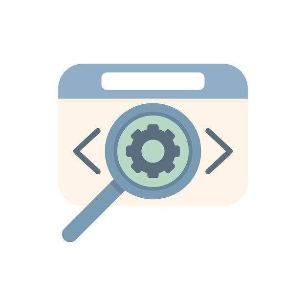 Magnifying glass analyzing code in web development interface