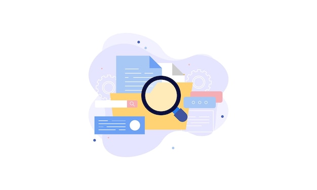 magnifying glass with file searching vector