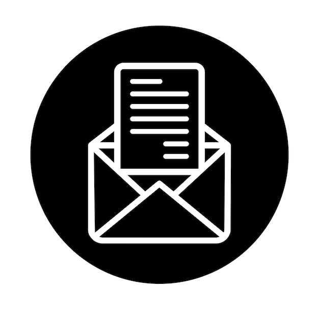 Mail open envelope icon Black vector graphics