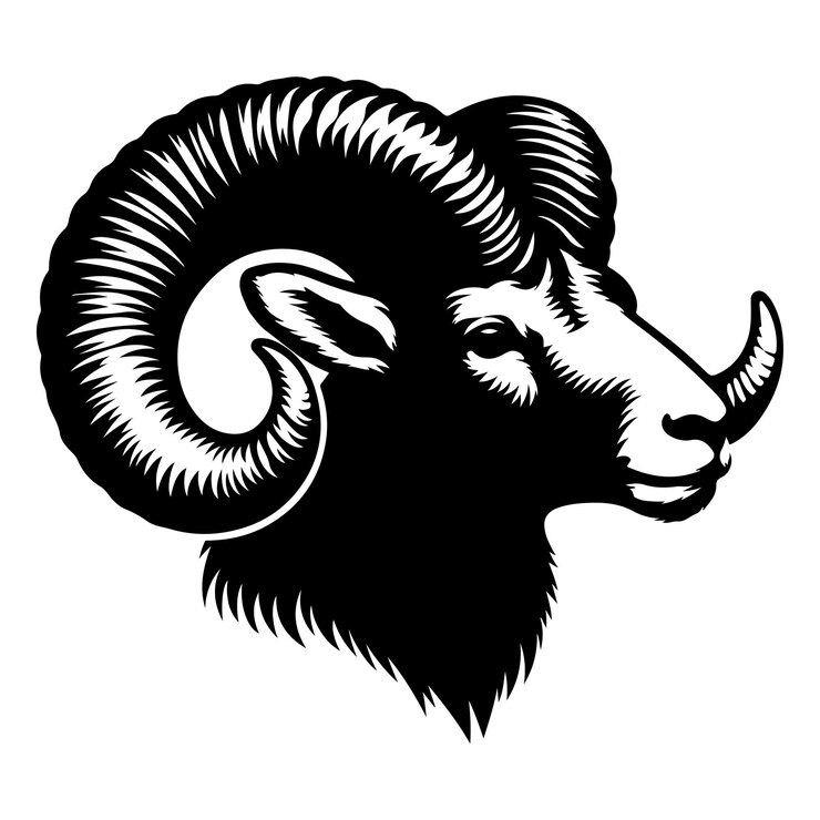 Vector majestic bighorn silhouette at dusk