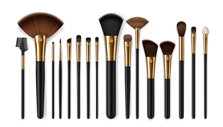 Vector makeup brushes eyebrow comb makeup artist kit