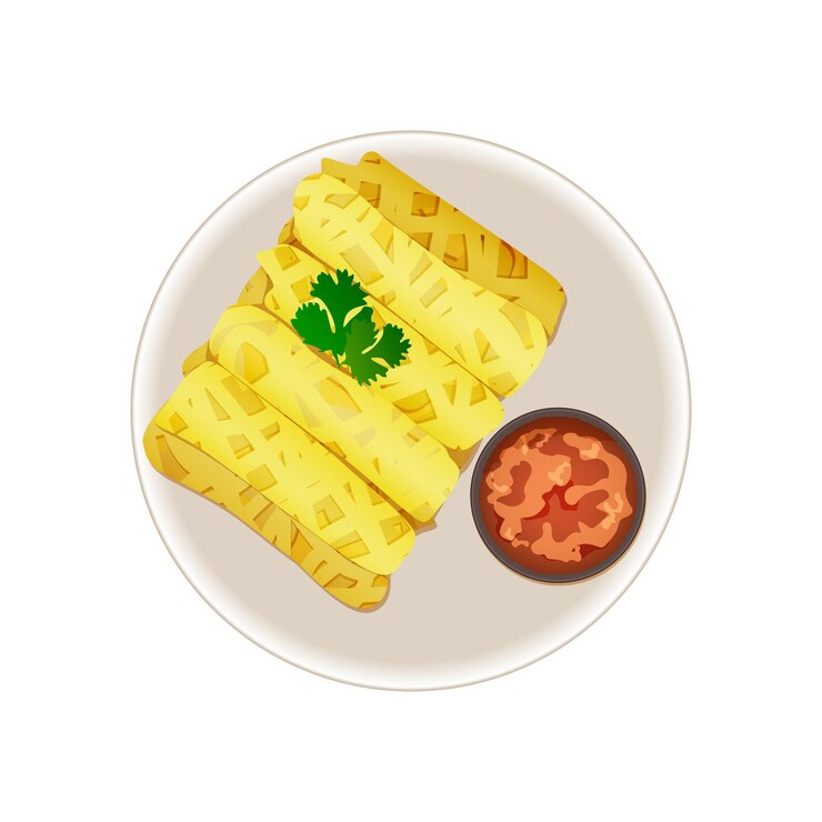 Vector malaysian cuisine, asian food, exotic dishes, roti jala