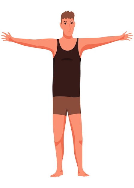male figure type icon body front view human anatomy man standing shape vector illustration in cartoon style