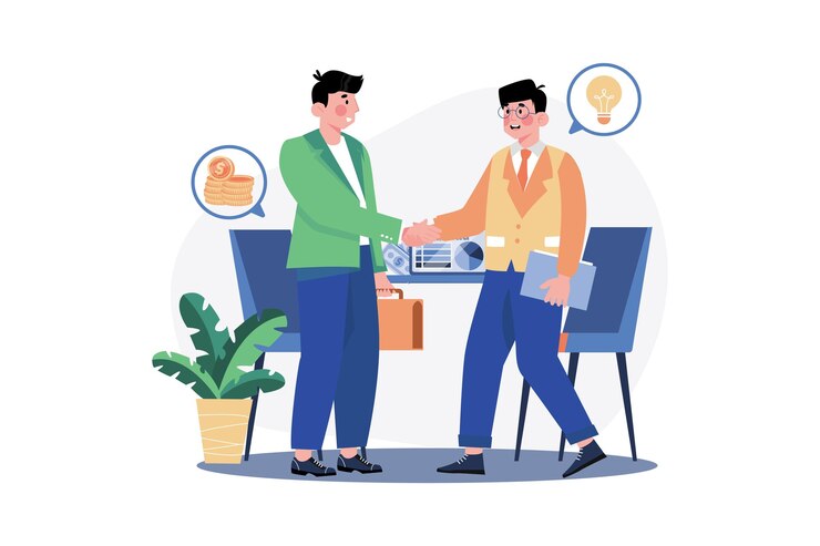 Vector male investor doing investment illustration concept
