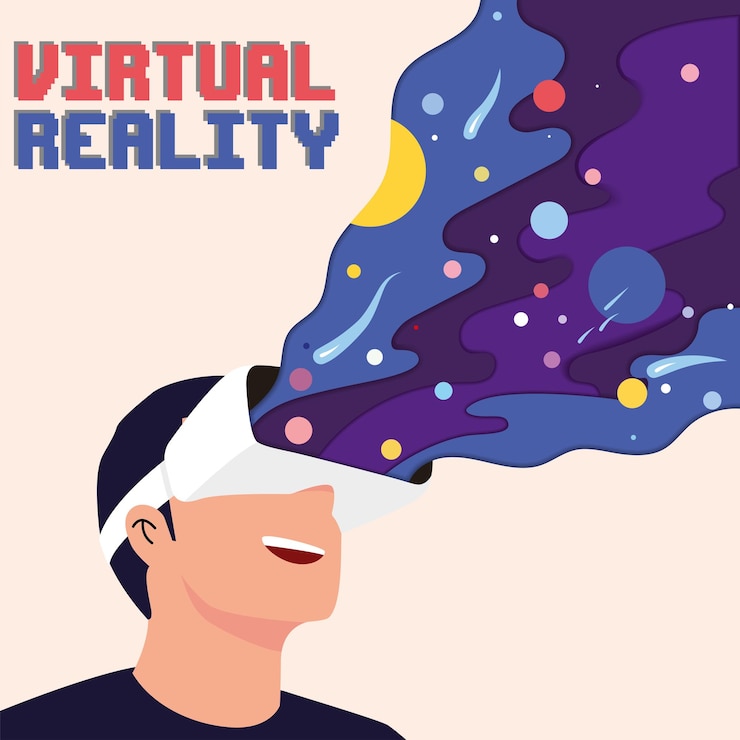 Vector male wearing glasses virtual reality concept poster vector