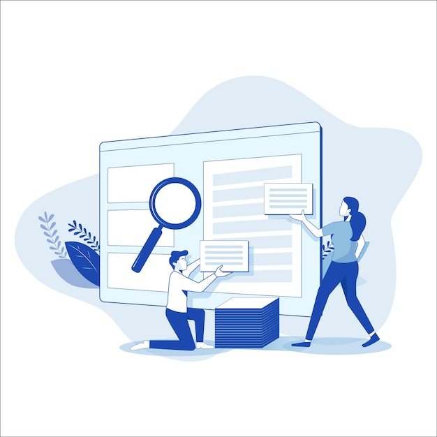 man and woman adding data in a system