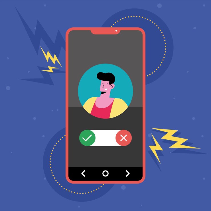 Vector man in love dating app tech