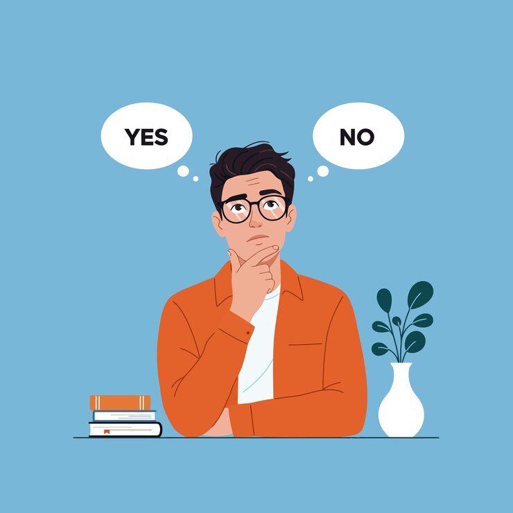 Vector man making a decision yes or no illustration
