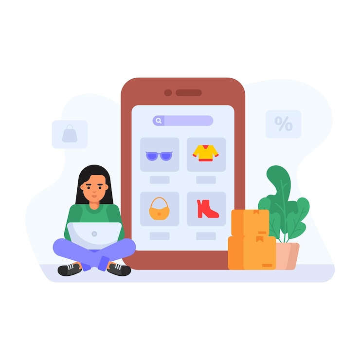 Vector man performing online payment flat vector illustration