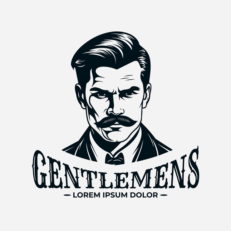 Vector man portrait logo design silhouette vintage style logo illustration gentlemen logo handsome man