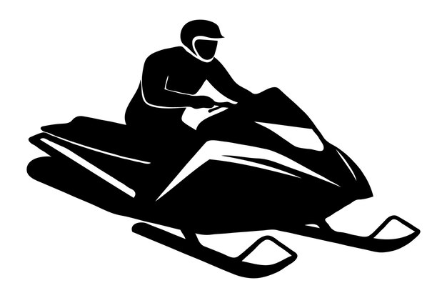 man riding snowmobile silhouette art vector isolated on white background