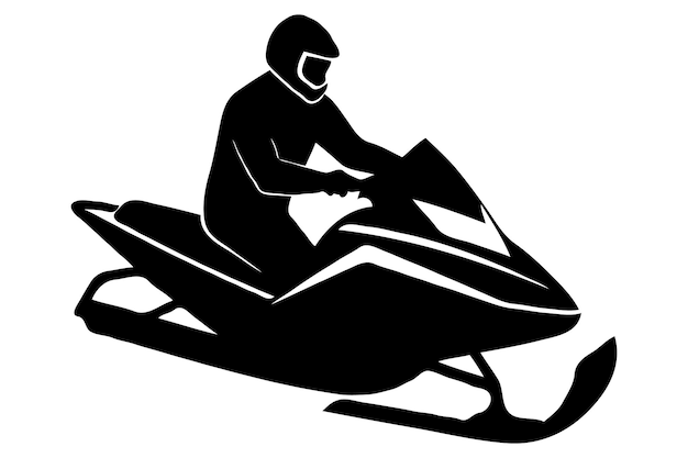 man riding snowmobile silhouette art vector isolated on white background