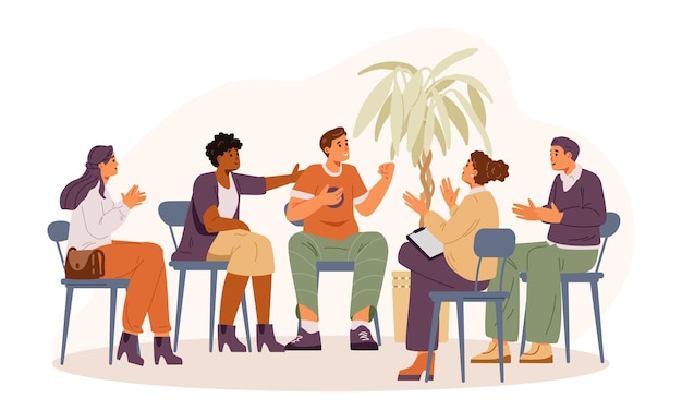 Man sharing his success in group therapy session