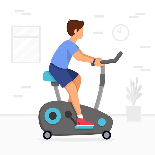 Man training on exercise bike