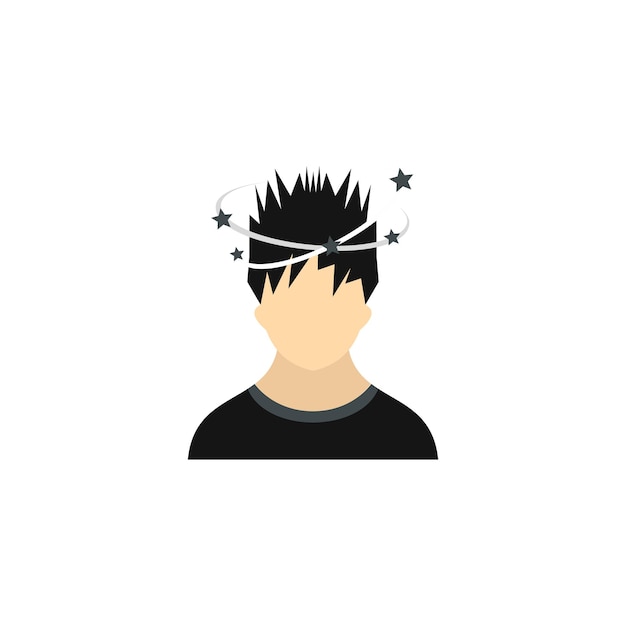 Man with dizziness icon in flat style on a white background