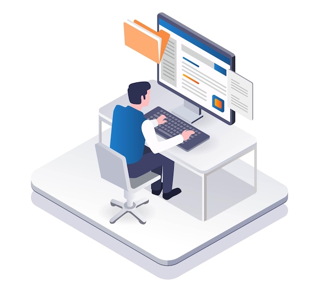 man working in front of computer