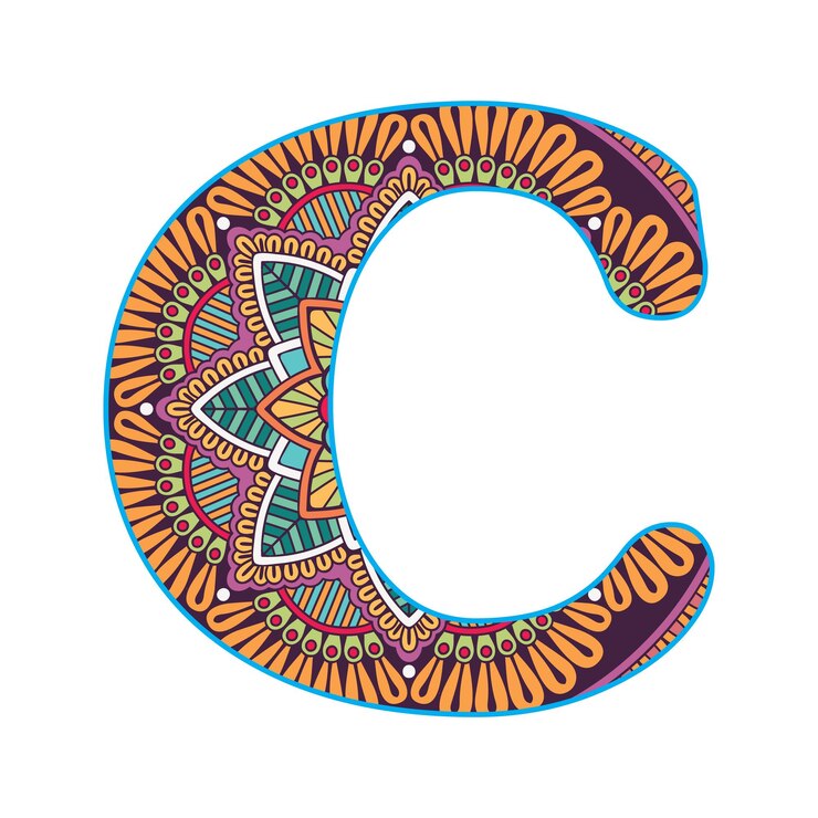 Vector mandala alphabet coloring page for kids