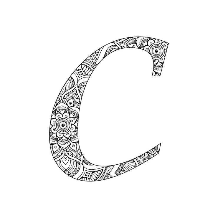Vector mandala alphabet small letter coloring pages