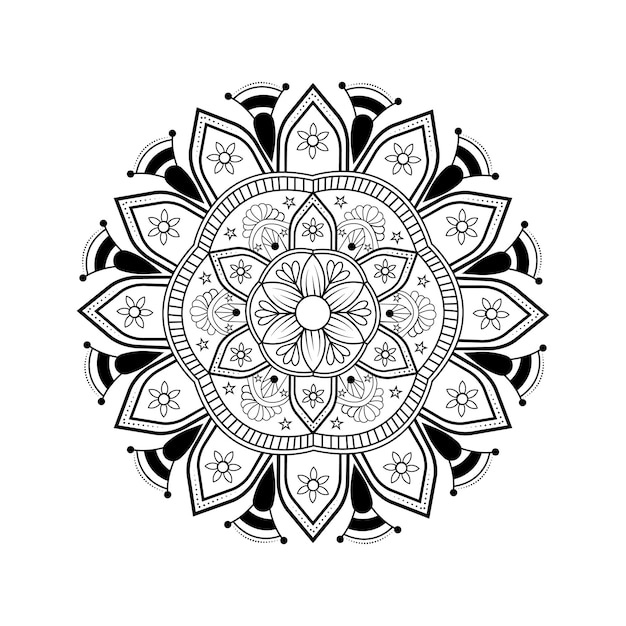 Mandala. Black and white round ornament. Coloring page. Vector illustration.Vector Illustration