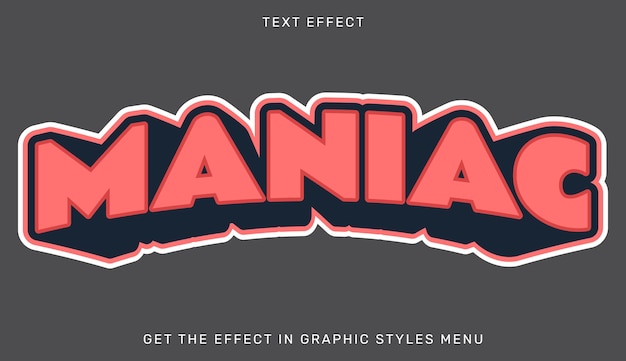 maniac editable text effect in 3d style