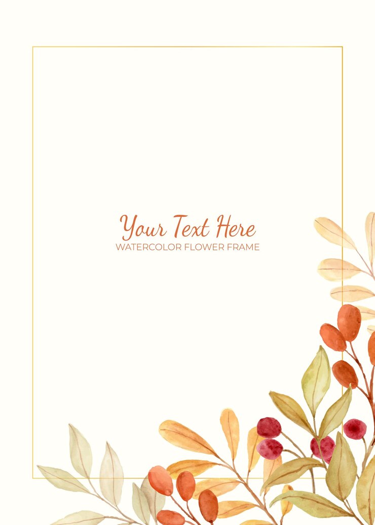 Vector manual painted of autumn floral watercolor as background frame.
