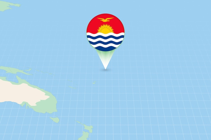 Vector map illustration of kiribati with the flag cartographic illustration of kiribati and neighboring countries